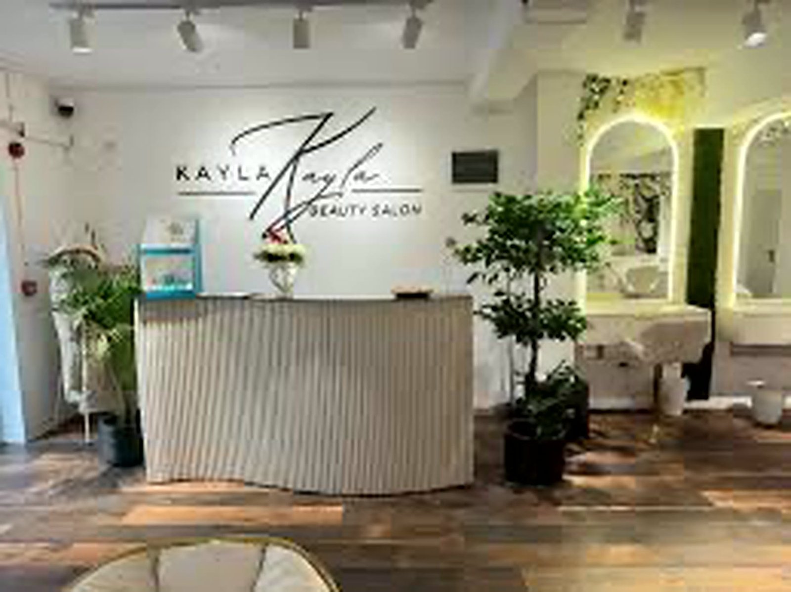 Interior of Kayla Beauty Salon with warm neutral décor